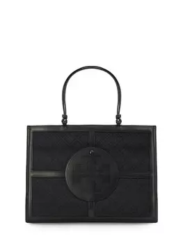 Сумка-тоут Tory Burch Ella T Monogram Quadrant, черный
