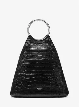 Сумка-тоут Ursula Large из кожи с тиснением под крокодила Michael Kors, черный