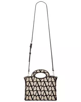Сумка-тоут Valentino Garavani Le Troisieme Mini, цвет Naturale, Nero, & Fondant