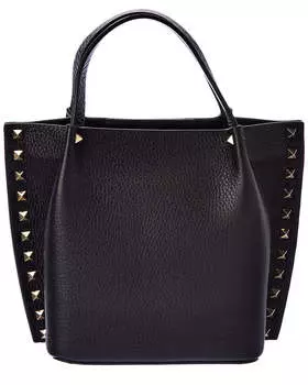 Сумка-тоут Valentino Rockstud из зернистой кожи, черный