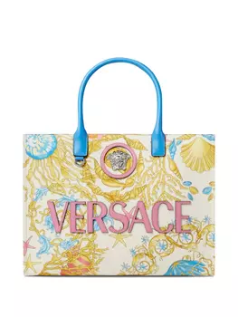 Сумка-тоут Versace Underwater с узором Barocco, белый