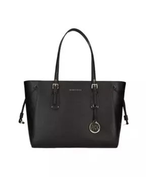 Сумка Тоут Voyager среднего размера с перекрестной текстурой Michael Kors, черный