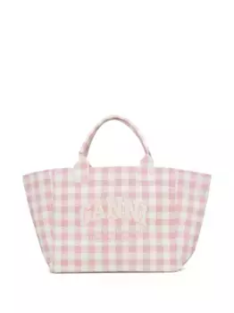 Сумка-тоут в клетку GANNI, розовый