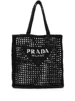 Сумка-тоут в технике кроше Prada, черный