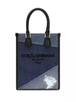Сумка-тоут в технике пэчворк DOLCE & GABBANA, синий