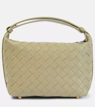 Сумка-тоут Wallace из кожи Intrecciato Bottega Veneta, Travertine-Gold