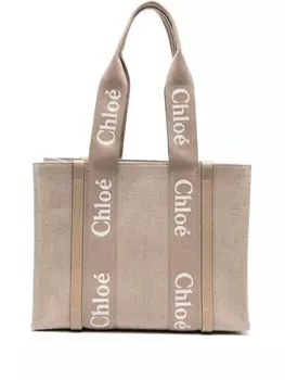 Сумка-тоут Woody среднего размера Chlo, нейтральный цвет