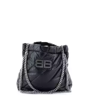 Сумка-тоут XS Crush Chain из стеганой мятой телячьей кожи Pre-Owned Balenciaga, черный
