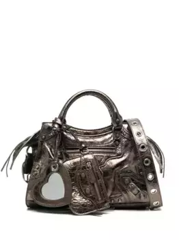 Сумка-тоут XS Neo Cagole с эффектом металлик BALENCIAGA, коричневый
