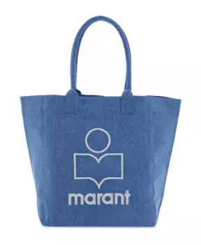 Сумка Тоут yenky с логотипом и контрастной вышивкой Isabel Marant, синий