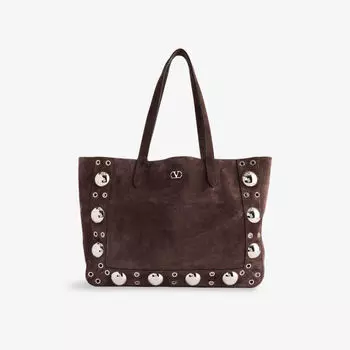 Сумка-тоут замшевая Valentino Garavani Nellcte, коричневый