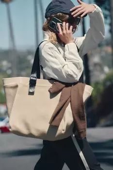 Сумка-тоут ZARA, экрю