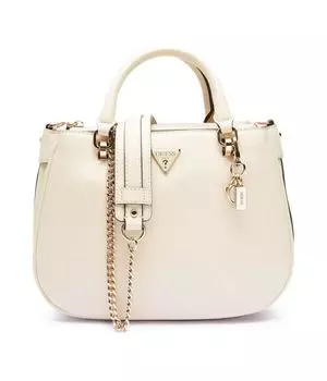 Сумка-тоут женская Guess на цепочке и с брелоком, экрю