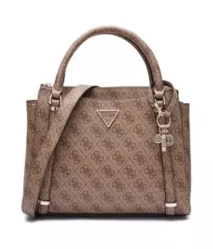 Сумка-тоут женская Guess с логотипом и брелком, бежевый