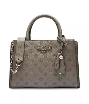 Сумка-тоут женская Guess с тиснением и брелком, серый