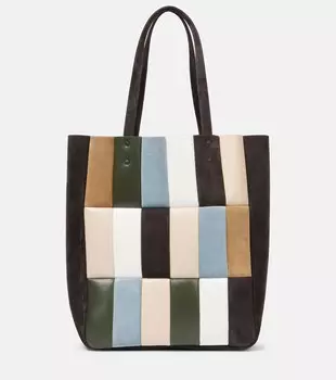 Сумка-тоут Zoe Large из кожи в стиле пэчворк Khaite, Dark Brown Multi