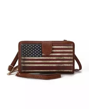 Сумка-трансформер через плечо в патриотическом стиле Kiara для смартфона и кошелька от Mia K Mkf Collection, бежевый