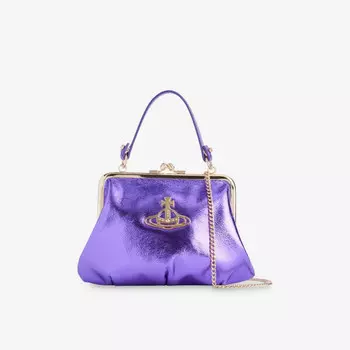 Сумка-Трансформер из металлизированной кожи с верхней ручкой Vivienne Westwood, фиолетовый
