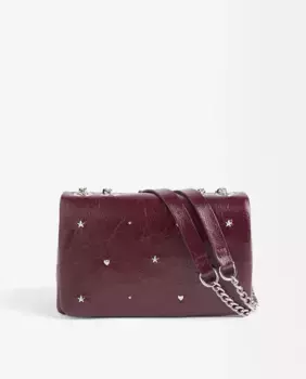 Сумка-трансформер на плечо с магнитной застежкой и заклепками в виде звезд и сердец Parfois, бордовый