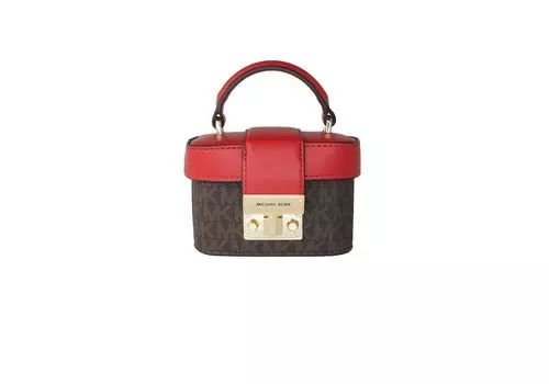 Сумка-трансформер Rose Mini Signature из ПВХ-кожи (коричневая/пламенная) Michael Kors