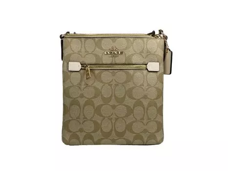Сумка-трансформер Rowan Mini из кожи Crossgrain File Crossbody Bag Light Khaki Chalk CF340 Coach