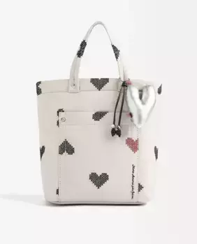 Сумка-трансформер в стиле тоут с застежкой-молнией и принтом в виде сердца Parfois, бежевый