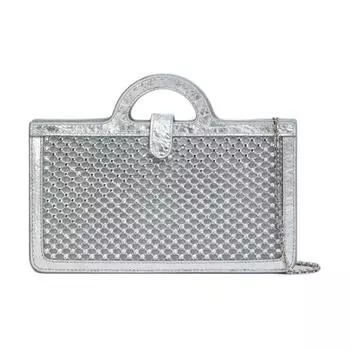 Сумка TROPICALIA из полиэстерового волокна и спандекса, сумка через плечо, кошелек, стандартная женская, серебристая MARNI