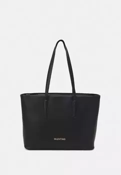 Сумка шоппер Valentino из экокожи с логотипом бренда, черный
