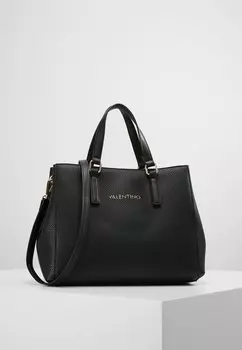 Сумка тоут Valentino из экокожи с логотипом бренда и ремнем, черный