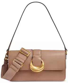Сумка Valley Stream Leather Buckle на плечо со съемным ремешком Donna Karan New York, коричневый/бежевый