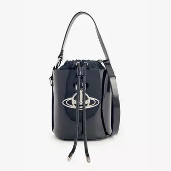 Сумка-Ведро Daisy из лакированной кожи с завязками Vivienne Westwood, черный