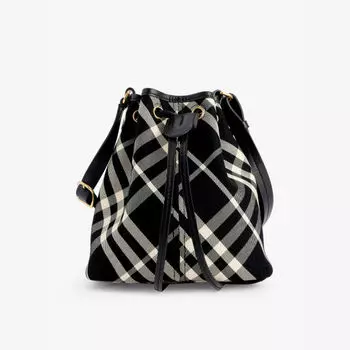 Сумка-Ведро из хлопчатобумажной саржи с узором в клетку Burberry, черный