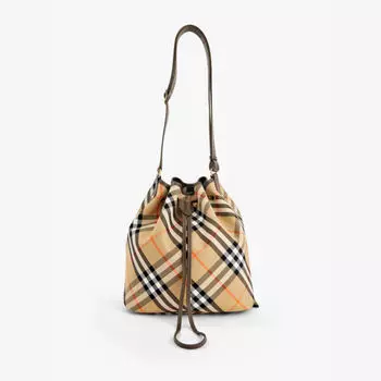 Сумка-Ведро из хлопка с завязками в клетку, средняя Burberry, желтый