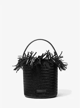 Сумка-Ведро из телячьей кожи с бахромой Salerno Michael Kors, черный