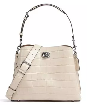 Сумка-Ведро Willow из тисненой кожи Coach, белый