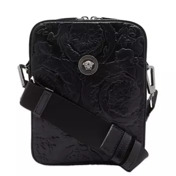 Сумка Versace Embossed Barocco Leather Crossbody, черный