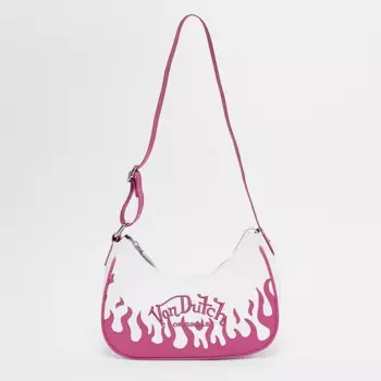 Сумка Von Dutch Originals Amy Flames Baguette, белый/розовый
