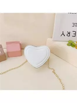 Сумка в форме сердца с желтой мини-цепочкой, белый