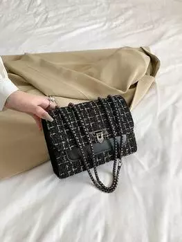 Сумка в мелкую клетку, черный