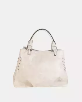 Сумка в стиле «Боулин» из искусственной кожи с потертой отделкой и вставками тон в тон Volum, бежевый