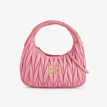 Сумка Wander из кожи матлассе с верхней ручкой Miu Miu, цвет begonia