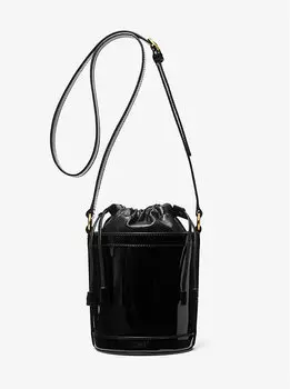 Сумка-ведро Audrey Medium из лакированной кожи Michael Kors, черный
