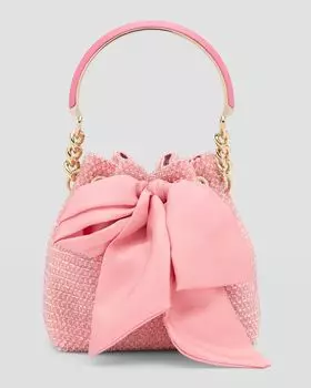 Сумка-ведро Bon Bon Bow с кристаллами Jimmy Choo, цвет Paprika Pink