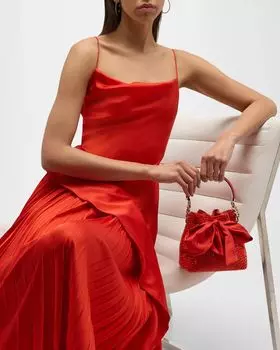Сумка-ведро Bon Bon Bow с кристаллами Jimmy Choo, цвет Paprika Pink