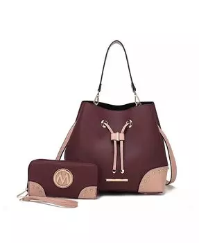 Сумка-ведро Candice в стиле колор-блок с кошельком от Mia K Mkf Collection, красный