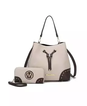 Сумка-ведро Candice в стиле колор-блок с кошельком от Mia K Mkf Collection, бежевый