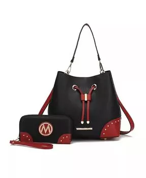 Сумка-ведро Candice в стиле колор-блок с кошельком от Mia K Mkf Collection, серый