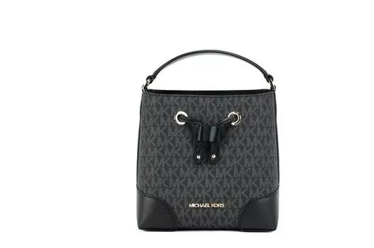Сумка-ведро через плечо Mercer Small Black Signature Leather Michael Kors