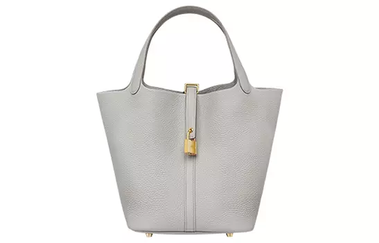 Сумка-ведро Clemence Bullock с замком Picotin Lock, женская, бетонно-серая, 22 см HERMES