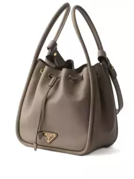 Сумка-ведро Darling из кожи с завязкой Prada, серый